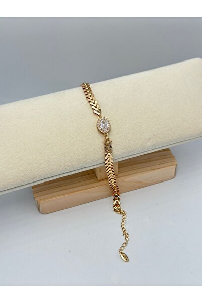 BYYEŞO Oval Stone Brass Plated Bracelet