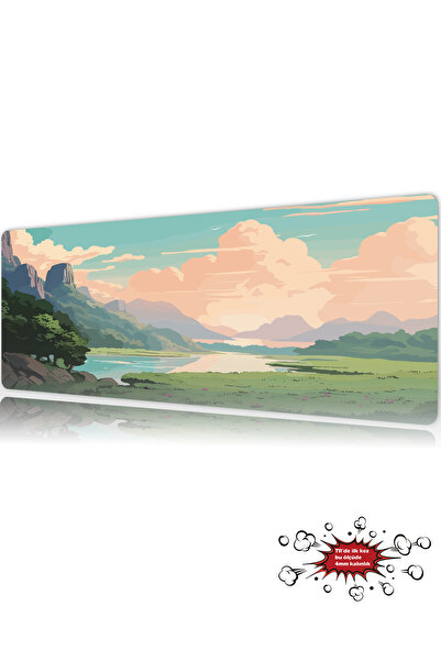 urzuva Emerald Valley Gaming Oyuncu XL Mouse Pad Mousepad 90X40 cm 3Mm Dikişl...