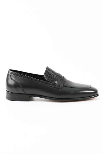 Tuna Genuine Leather Black Loafers Men's Shoes - 687