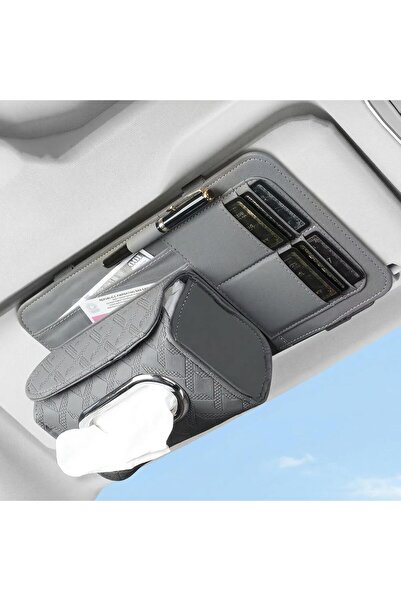 AutoFamily منظم لوازم السيارة مع حامل مناديل لحاجب الشمس