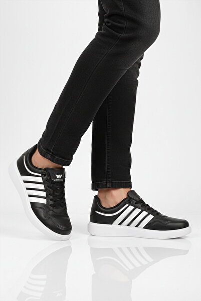 WALKWAY Pantofi sport pentru bărbați, negru, alb, ușori, cu șireturi, Pori 20...