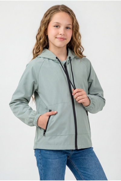 Gizrain معطف واق من المطر والرياح للفتيات باللون الأخضر النعناعي مع بطانة مزد...