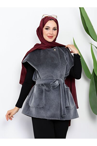 MEİLİN Smoked Pocketed Belted Cashmere Vest