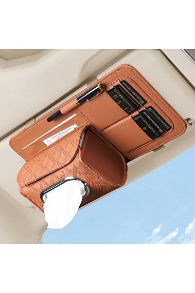 AutoFamily منظم لوازم السيارة مع حامل مناديل لحاجب الشمس