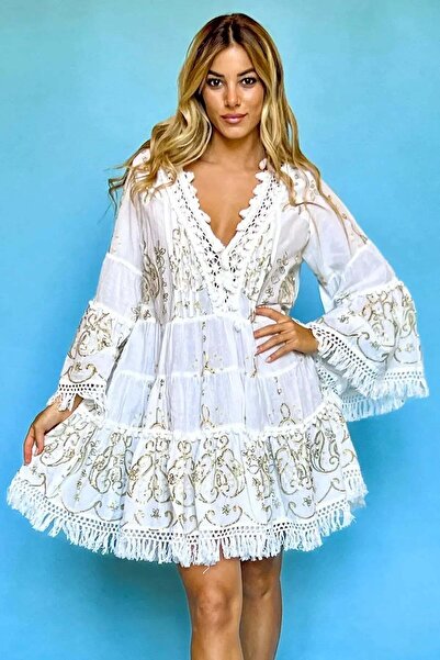 Antica Sartoria WHITE SUMMER V-NECK DRESS