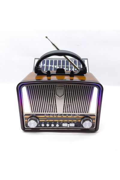farissu BK-7090BTS Güneş Panelli Nostaljik Radyo - Bluetooth, USB, SD Kart Gi...