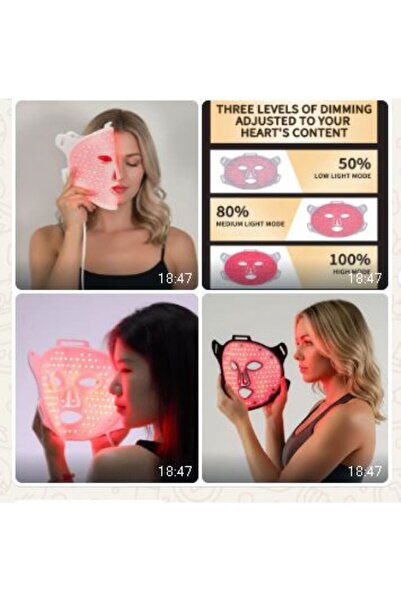 SimpluAcasa Mască Facială Fototerapeutică cu LED (7 Culori) Anti-rid, Anti-Ac...