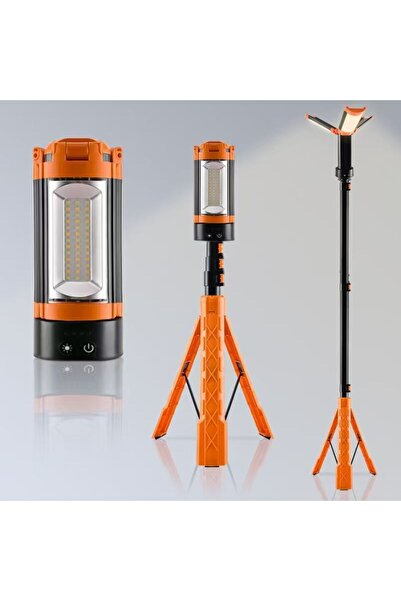 RAMTEKINT مصباح تخييم يعمل بالطاقة الشمسية مع إضاءة LED، حامل ثلاثي القوائم ق...