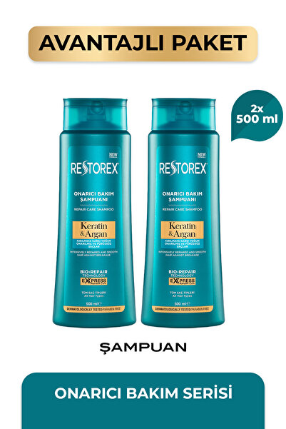 Restorex Keratin & Argan Onarıcı Saç Bakım Şampuanı 2 x 500ml