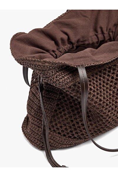 PARFOIS Kadın Hasır Desenli Shopper Çanta(Ölçü: 48x25x13)