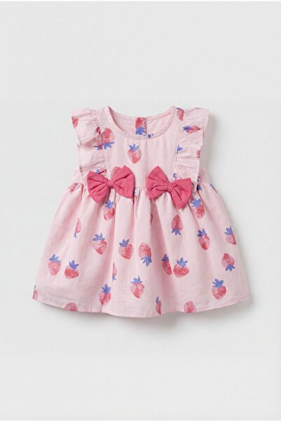 Magu Baby Girl Cotton Pink Strawberry Patterned Dress and Headband Set - Bow ...