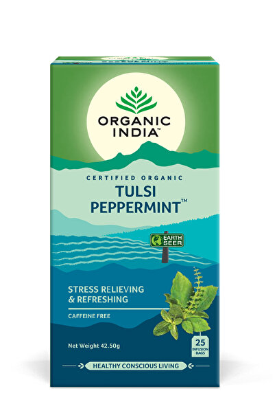 Organic India Tulsi Mint Tea, Refreshing Adaptogen Blend 25 sachets