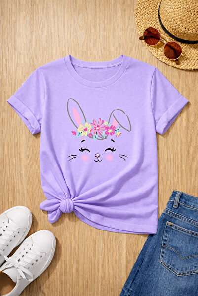 MYADA Tricou pentru copii premium, 100% bumbac, cu imprimeu iepure 27007