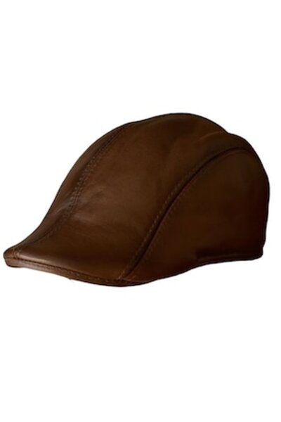 Durava Leather Beret with Fur Lining