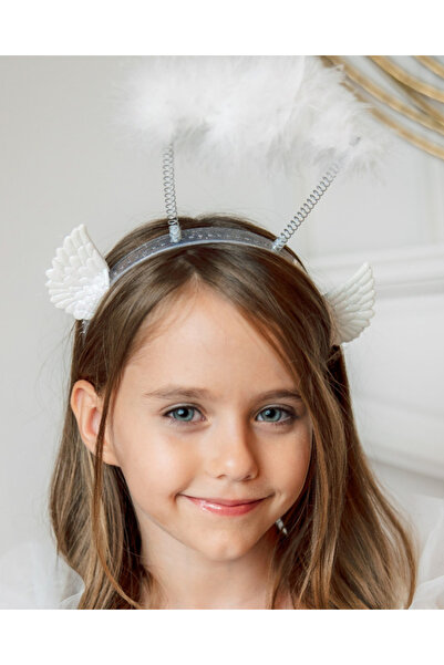 fustite cu luminite Στέμμα Αγγέλου με Φωτοστέφανο και Φτερά, Λευκό με Γκλίτερ...