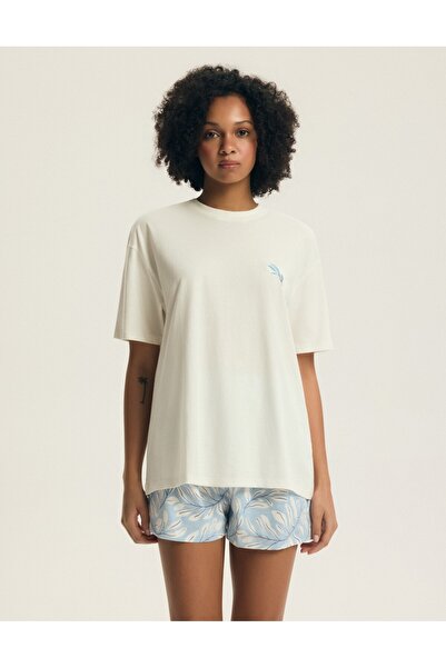 Henderson Women's Casual Pajamas Set T-Shirt & Shorts Botanical Pattern 100% ...