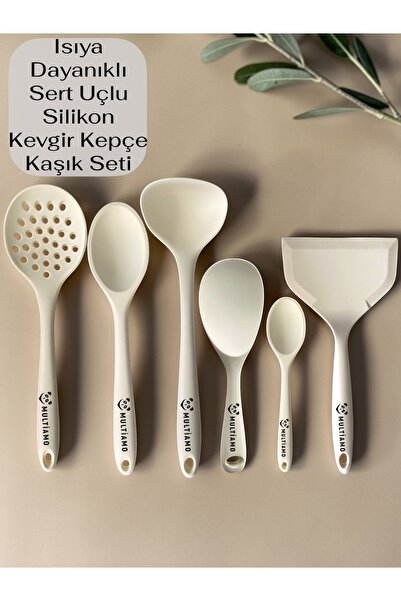 Multiamo Heat Resistant Silicone Colander Ladle Spoon Spatula Set 6 Pieces