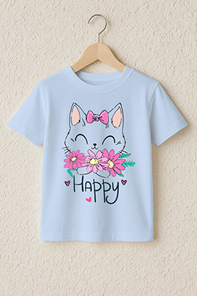 MYADA Μπλουζάκι Happy Cat με στάμπα, 100% βαμβάκι, υψηλής ποιότητας 23947