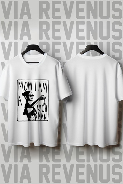 Vordevia Μαμά, είμαι ένας πλούσιος άνθρωπος - Μπλουζάκι με στάμπα, λαιμόκοψη ...