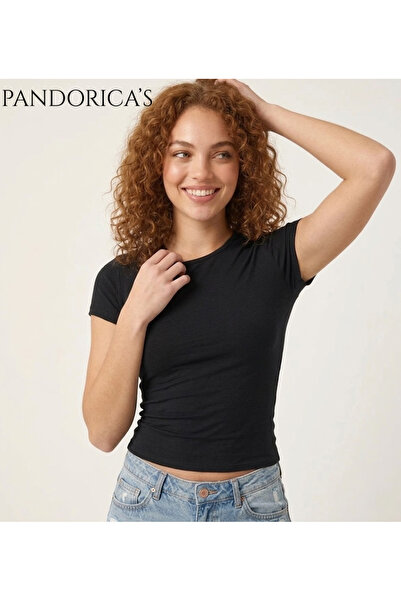 Grafftee Clothing Tricou Pandorica pentru femei, negru, cu gât tip crew, croi...