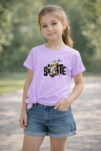 MYADA Παιδικό μπλουζάκι με στάμπα Skateboarder Rabbit, 100% βαμβάκι, Premium ...