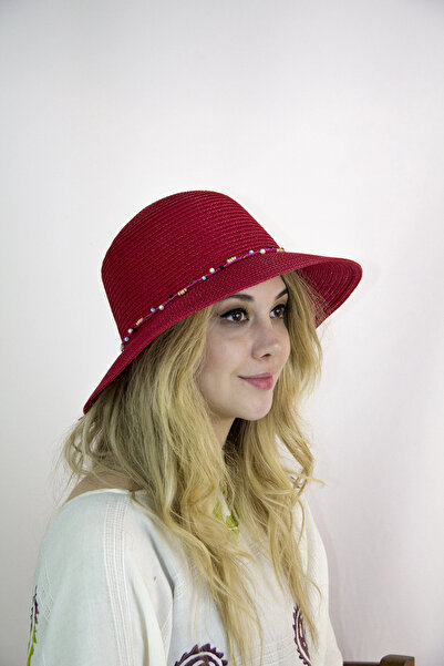 Bay Şapkacı قبعة نسائية مخططة بالحجر الطبيعي 3070