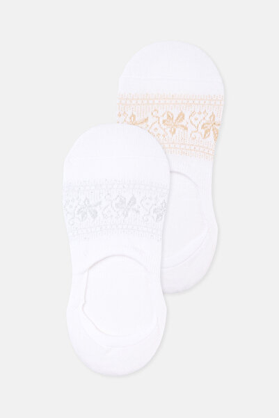 Dagi Дамски памучни балерински чорапи с флорални мотиви, двойна опаковка