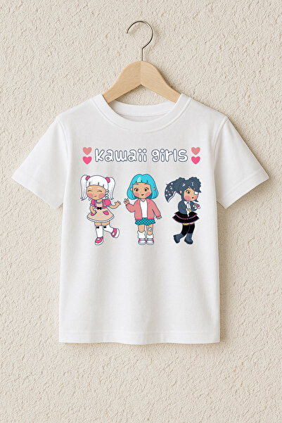 MYADA Tricou premium din bumbac 100% imprimat cu Kawaii Girls 23520