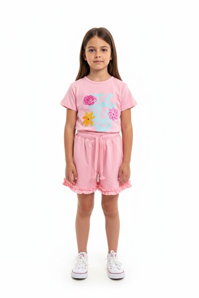 Toontoy Κοριτσίστικο Σετ Σορτς 2 τεμαχίων με Κοντομάνικο Μπλουζάκι με Στάμπα ...