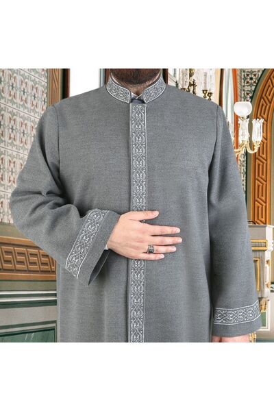 İkranur كشمير شتوي عباءة الإمام أسيت رمادي غامق