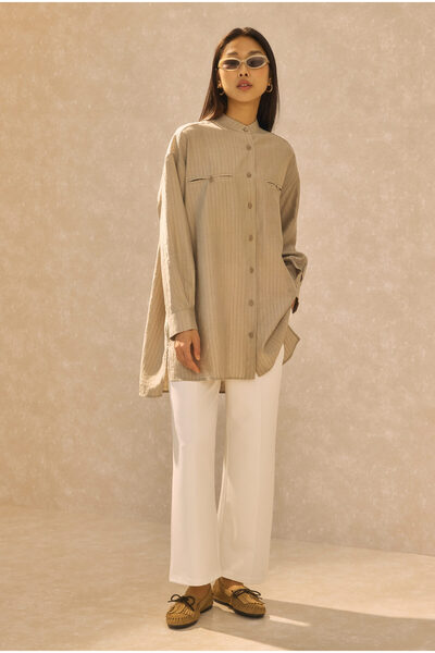 HEQA Cămașă Fleto cu detalii buzunare, bej