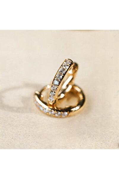 Nailvana Σκουλαρίκια από ασήμι S925 επιχρυσωμένα με χρυσό 18Κ και διαμάντια