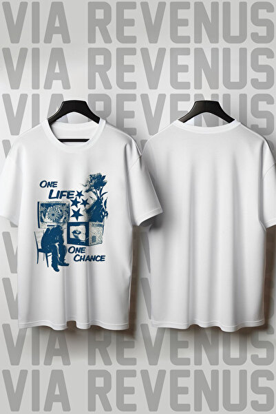 Vordevia Μπλουζάκι One Life One Chance με στάμπα, λαιμόκοψη ποδηλάτου, φαρδιά...