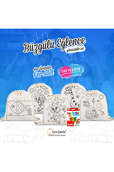 Pamusan Yıkanabilir Büzgülü Eğlence Seti - 5x Boyanabilir Büzgülü Boyanabilir...