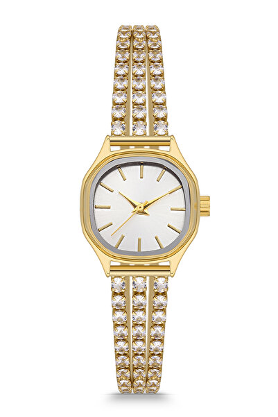 Newera Watch ساعة يد نسائية بتفاصيل حجرية وسلسلة بسيطة