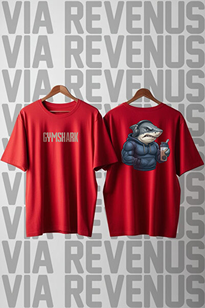 Vordevia Gym Shark Shaker Printed Crew Neck Loose Fit 100% Cotton Unisex Tshirt