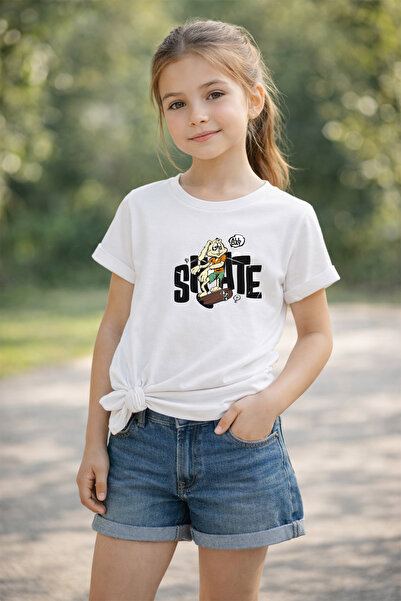 MYADA Παιδικό μπλουζάκι με στάμπα Skateboarder Rabbit, 100% βαμβάκι, Premium ...