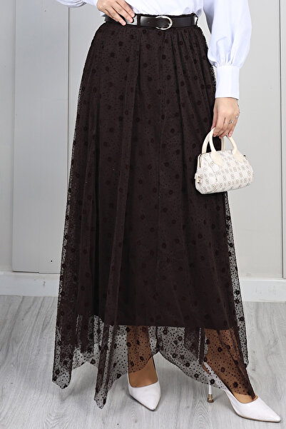 benguen Φούστα από τούλι με φλοκ N2700 Καφέ