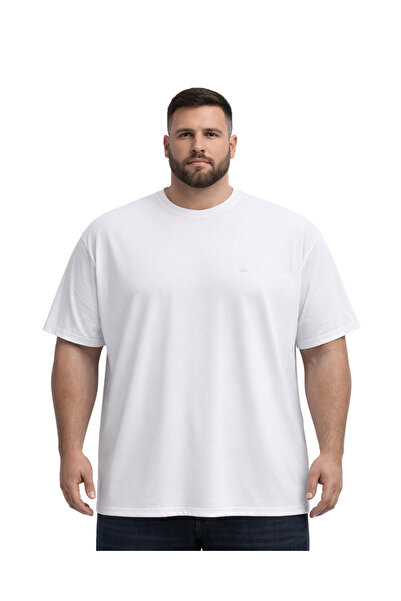 BattalModa Erkek Büyük Beden Beyaz Basic Kısa Kollu Tişört 3XL-4XL-5XL-6XL-7X...