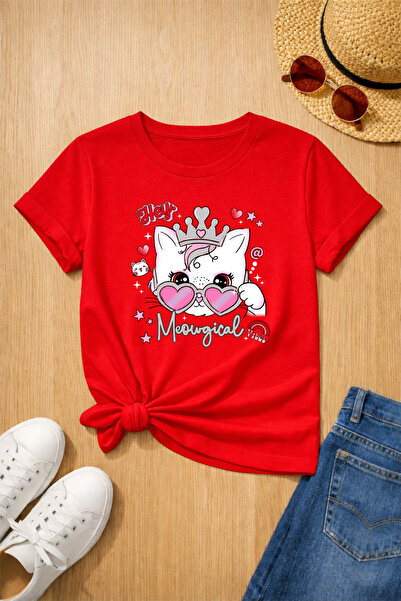 MYADA Tricou pentru copii premium, 100% bumbac, cu imprimeu Queen Cat 27012