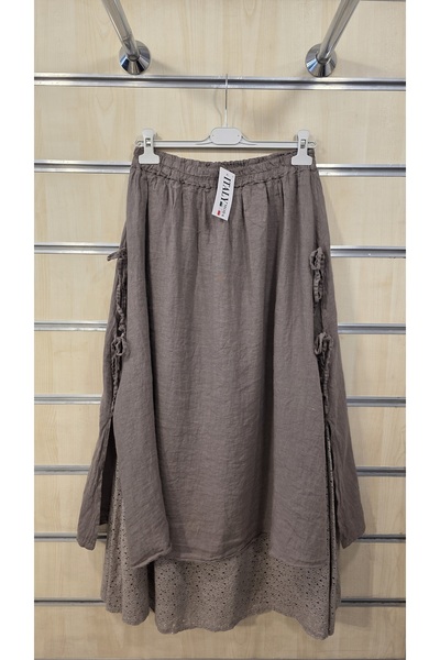 Park Moda Italian Linen Skirt with Lace Detail