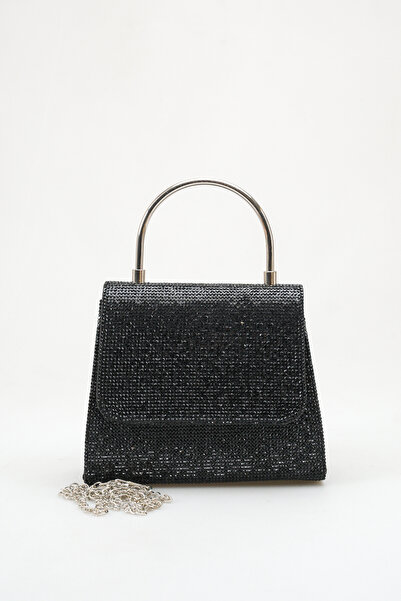 FEMME Black Stone Evening Dress Bag – Stylish Evening Bag with Metal Handle B...