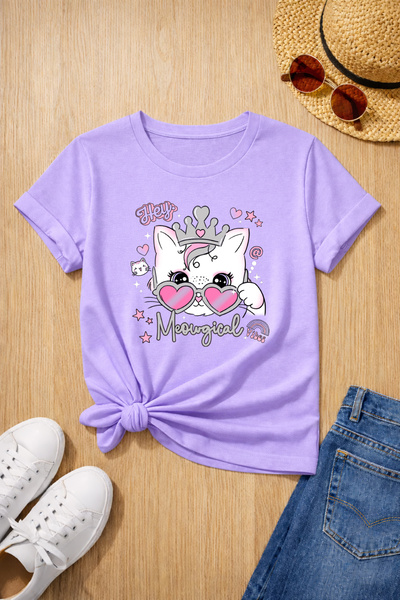 MYADA Tricou pentru copii premium, 100% bumbac, cu imprimeu Queen Cat 27012