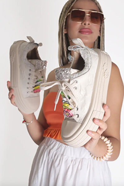 ELİT SHOES Natural Linen Textured Imported Sports Shoes