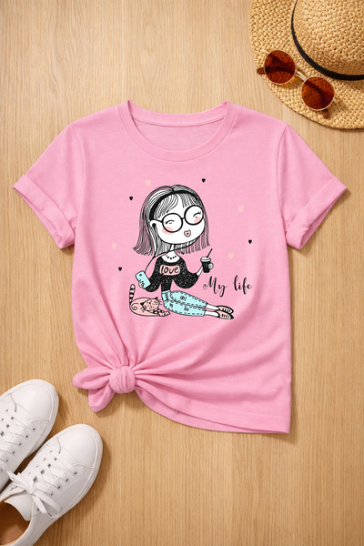 MYADA Tricou premium din bumbac 100% cu imprimeu My Life Fun 27028