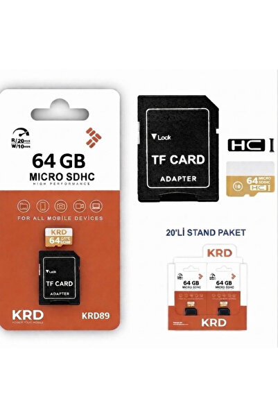 KRD KRD89 64 GB MEMORY MİCRO SD KART+ DÖNÜŞTÜRÜCÜ ADAPTÖR /20