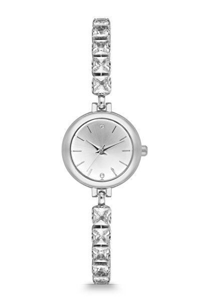 Newera Watch ساعة يد نسائية بتفاصيل حجرية وسلسلة بسيطة