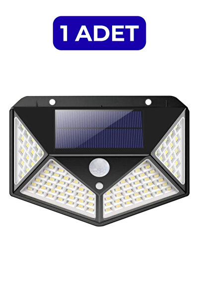 ALFAGİFT 1 Adet Güneş Enerjili 100 LED Sensörlü Duvar Bahçe Lambası, Solar Dı...