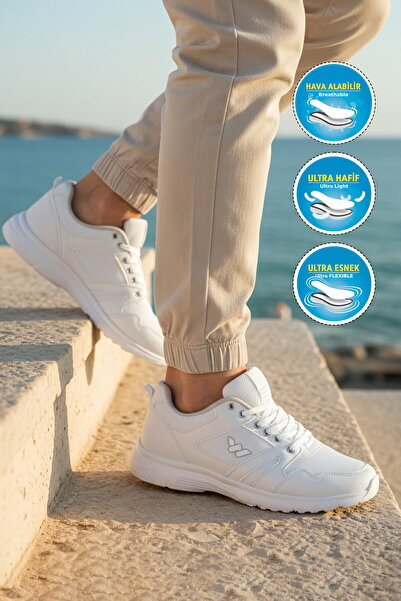 WALKWAY White Mesh Lightweight Flexible Large Size Sports Shoes 020 m
