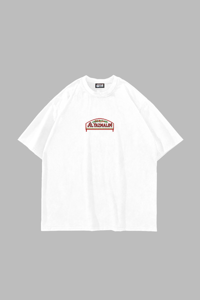 Sekizbiraltı Al Yazmalım Printed Oversize Unisex White Tshirt